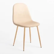 Pack Van 4 Eetkamerstoelen In Kunstleer Glamm Beige – Crème & Natuurlijk Hout - Sklum