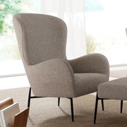 Dan-Form Glam Fauteuil Grijsbruin Boucle Met Hoge Rugleuning