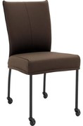 Goossens Eetkamerstoel Funk Zwarte Poten bruin leer leuning en met wielenZwart skater wiel met zwarte kap, modern design