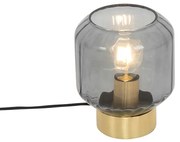 Moderne tafellamp messing met smoke glas - Stiklo