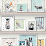 DUTCH WALLCOVERINGS Behang dierenfotolijstjes meerkleurig L325-01