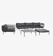 Tuinset Met Modulaire 3-zitsbank Met 2 Hoekmodules, Poef, Fauteuil En Salontafel Van Roubly-staal Grijs – Grafiet - Sklum