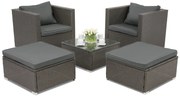 Roma Terrace technorattan tuinmeubelen + 2 Garden Point poefs antraciet
