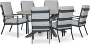 Tuinset 6 personen 220 cm Aluminium Grijs Lifestyle Garden Furniture Lecce/Matara