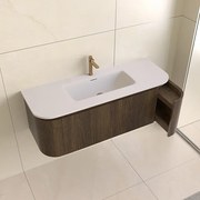 Lambini Designs Eleganza rond badmeubel 120cm dark walnut met ribbelfront en wastafel met kraangat