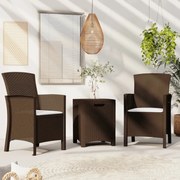 vidaXL 3-delige Loungeset met kussens PP-rattan bruin