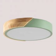 Ronde Led Plafondlamp Van Ijzer Jan Celadón - Madera Natural & Ø30 Cm - Sklum