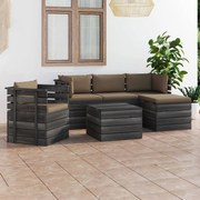 vidaXL 6-delige Loungeset met kussens pallet massief grenenhout