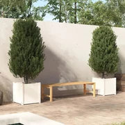 vidaXL Plantenbakken 2 st 50x50x50 cm massief grenenhout wit