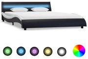 vidaXL Bedframe met LED kunstleer zwart en wit 160x200 cm