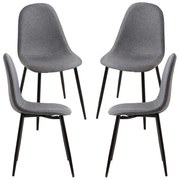 Set van 4 Zwarte Teok Stoffen Stoelen