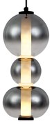 Art Deco hanglamp zwart met smoke en helder glas 3-lichts incl. LED - Lizzy