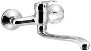 Aqualine 35 wastafelkraan met gebogen uitloop 22cm hartafstand 15cm chroom