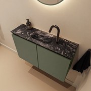 Mondiaz Ture DLux toiletmeubel 80cm army met wastafel lava midden met kraangat