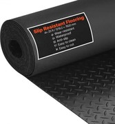 VEVOR rubberen mat, 1219,2 x 7620 mm, garagevloermat, 3 mm dikke rubberen loper, vloerbeschermingsmat, antislipmat, mat met noppen, gemakkelijk schoon te maken, voor magazijnen, sportscholen, trailers, zwart