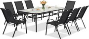 Modena metalen tuinmeubel voor 8 personen met grote tafel Garden Point zwart