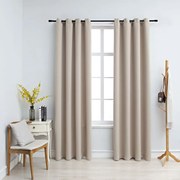 vidaXL Gordijn verduisterend met metalen ringen 2 st 140x175 cm beige