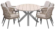 Garden Impressions Kalibo tuinset 7-delig - Tulli tuintafel 220x115 cm - light teak vironwood