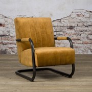 Tower Living Fluwelen Fauteuil Buisframe Geel Riva