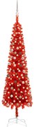 vidaXL Kerstboom met LED's en kerstballen smal 240 cm rood