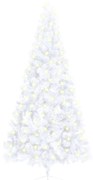 vidaXL Kunstkerstboom met LED's en standaard half 210 cm PVC wit