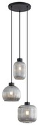 Design hanglamp zwart met smoke glas 3-lichts - Ana