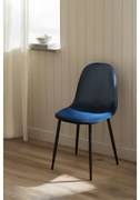 Pak 2 Glamm Fluwelen Eetkamerstoelen Blauw & Zwart - Sklum