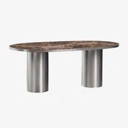 Ovalen Eettafel 220x110 Cm Van Natuursteen En Roestvrij Staal Fertrix Bruin Marmer Emperador - Sklum