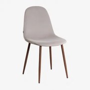 Gestoffeerde Eetkamerstoel Glamm Donker Hout & Fluwelen Grijs – Taupe & Fluwelen - Sklum