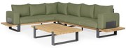 SUNS Nardo hoek loungeset 5 delig groot soft green mixed weave / matt royal grey