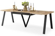 AVERY eik Wotan / onderkant zwart - LOFT/INDUSTRIËLE TAFEL VOOR WOONKAMER/ EETKAMER UITKLAPBAAR TOT 330 cm!