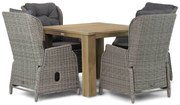 Tuinset 4 personen 100 cm Wicker Grijs Garden Collections Edingburgh/Brighton