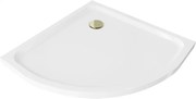Mexen Flat slim halfronde douchebak 70 x 70 cm, wit, gouden sifon - 41107070G