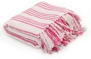 vidaXL Plaid strepen 125x150 cm katoen roze en wit