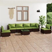 vidaXL 7-delige Loungeset met kussens poly rattan bruin