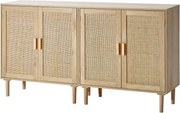 VEVOR Rotan kast Rotan ladekast 2-delige opbergkast met 4 magnetische deuren, dressoirkast met verstelbare planken, ideaal voor hal, entree, woonkamer of keuken