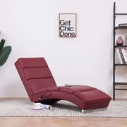 vidaXL Massage chaise longue kunstleer wijnrood