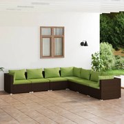 vidaXL 7-delige Loungeset met kussens poly rattan bruin