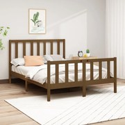 vidaXL Bedframe massief grenenhout honingbruin 140x190 cm