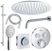 GROHE Grohtherm Regendoucheset inbouw - hoofddouche 30 cm - handdouche rond - wandarm - glijstang 90 cm - chroom sw105953 SW104917  SW696252 SW496814 SW767373 SW76