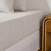 Hoeslaken in gewassen linnen, gestreept, omslag 30 cm, Linot