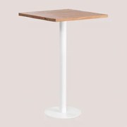 Vierkante Hoge Bartafel Van Acacia Hout Macchiato ↔︎ 70 Cm & Wit - Sklum