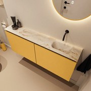 Mondiaz Ture DLux toiletmeubel 120cm ocher met wastafel frappe rechts zonder kraangat