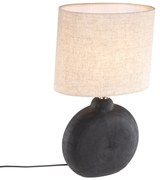 Landelijke tafellamp zwart met beige - Dua Modern E14 rond Binnenverlichting Lamp