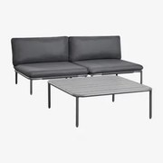 Tuinset Met 2-delige Modulaire Bank En Salontafel Van Roubly Staal Grijs – Grafiet - Sklum
