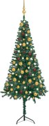 vidaXL Kunstkerstboom met LED's en kerstballen hoek 120 cm PVC groen