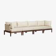 Giulia 4-delige Modulaire Tuinbank Met 2 Hoekfauteuils In Acacia Beige – Crème - Sklum