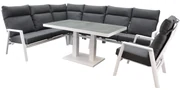 Pacific hoek dining loungeset 6 delig aluminium verstelbaar wit