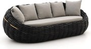 + 10% kassakorting | Loungebank Tuin Apple Bee  | Wicker (vlechtwerk) | 3 personen | Tuinbank Zwart | 237cm | Incl. kussens | Kees Smit Tuinmeubelen