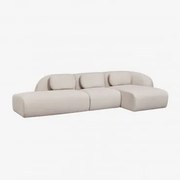 3-delige Modulaire Rechter Chaise Longue Bank Met Linker Divan In Chenille Coquette Stof Chenille Beige – Crème - Sklum